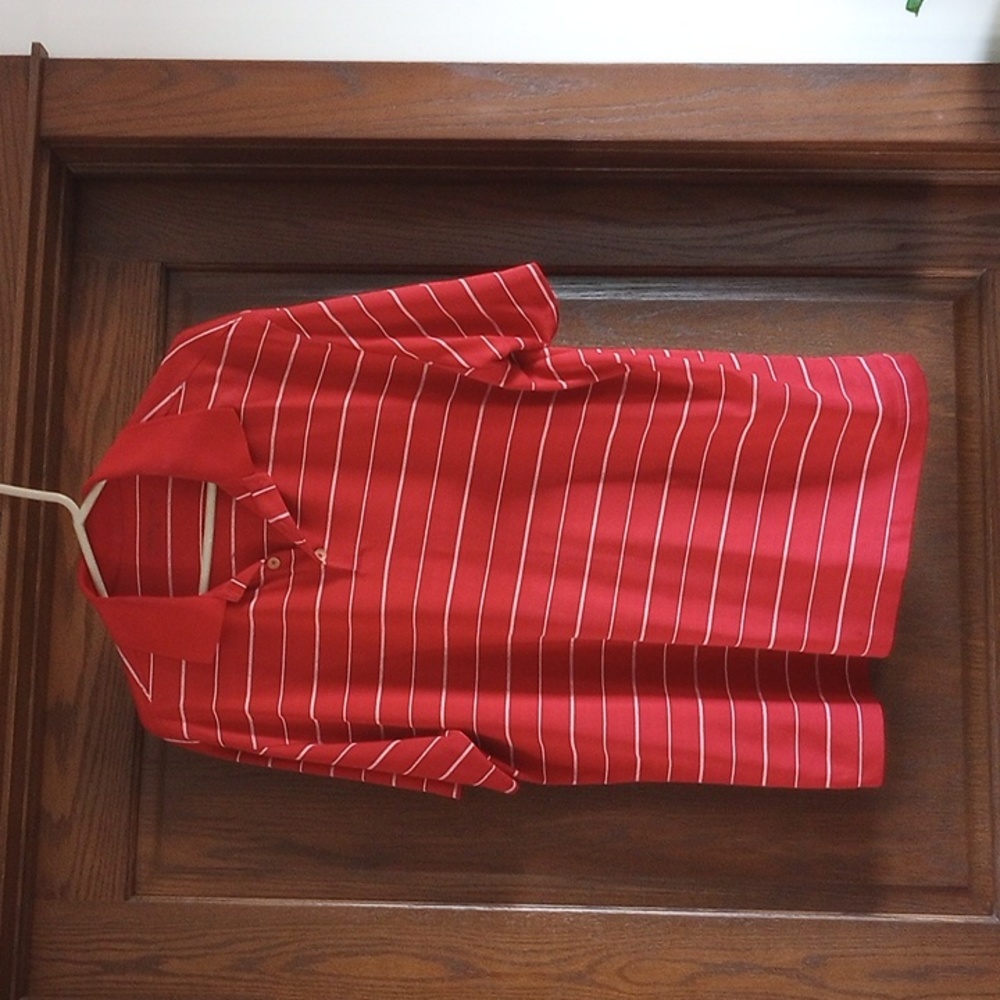 Men's polo shirt, red with white stripe, size XL, Nike brand Dri-fit